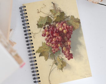 Dotted Spiral Notebook/Journal; Grapes Against White Wall, Edwin Deakin