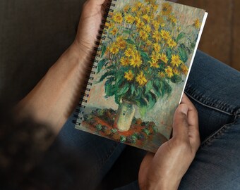 Jerusalem Artichoke Flowers, Claude Monet; Dot grid spiralbound notebook