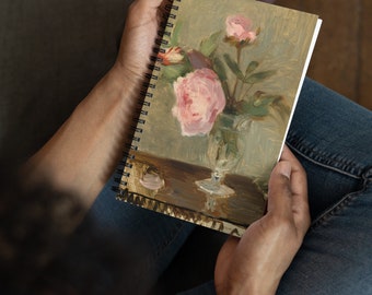 Dotted Spiral Notebook/Journal; Peonies, Berthe Morisot