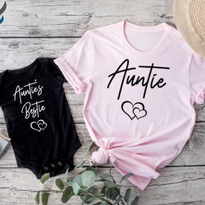 Personalized Auntie And Auntie's Bestie Matching T-Shirt, Auntie and Auntie Bestie Shirt, Best Gift For Aunt, New Aunt Tee