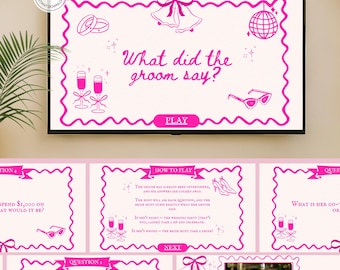What Did The Groom Say Pink Bachelorette Games Groom Trivia Pjs Hens Party Bach Party Drinking Game Girls Night Pink Bridal Games Editable