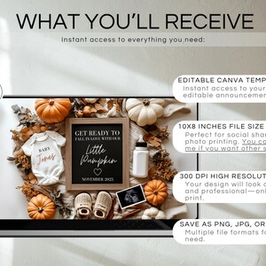 Fall Pregnancy Announcement Fall Baby Announcement Digital Autumn Baby Announce Neutral Instant Editable Social Media Gender Neutral image 5