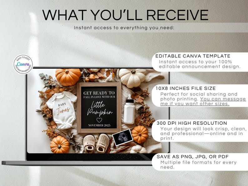 Fall Pregnancy Announcement Fall Baby Announcement Digital Autumn Baby Announce Neutral Instant Editable Social Media Gender Neutral image 5