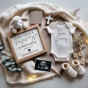 Religious Pregnancy Announcement Digital Scripture Pregnancy Announcement Christian Baby Reveal Gender Neutral Baby Editable Social Media