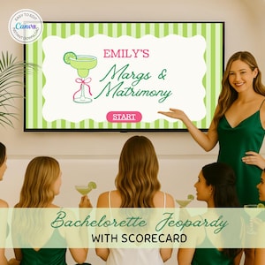 Margs and Matrimony Bachelorette Jeopardy Game Hen Do Party Bride Jeopardy Game Margarita Bach Party Jeopardy Bridal Girls Night Games