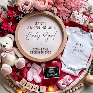 Girl Christmas Pregnancy Announcement Holiday Pregnancy Announcement December Baby Girl Announcement Girl Gender Reveal Social Media Post