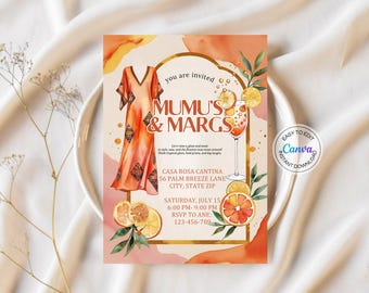 Mumu & Margaritas Invitation Digital Girls Night Invite Pajama Party Bachelorette Invitation Glam Party Moo moos Invitation Ladies Night