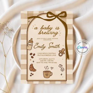 A Baby is Brewing Baby Shower Invitation Digital Coffee Baby Shower Invitation Coffee Bean Baby Theme Gender Neutral Baby Shower Party