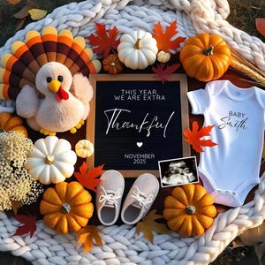 Thanksgiving Pregnancy Announcement Digital Thanksgiving Baby Reveal Announcement Fall Pregnancy Turkey Baby Announce Social Media Reveal