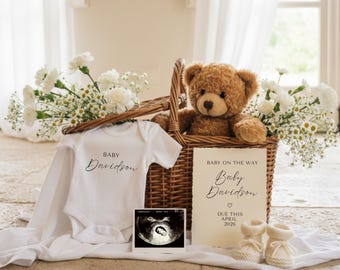 Simple Neutral Pregnancy Announcement Digital Gender Neutral Baby Reveal Minimalist Pregnancy Announcement Floral Baby Reveal Social Media