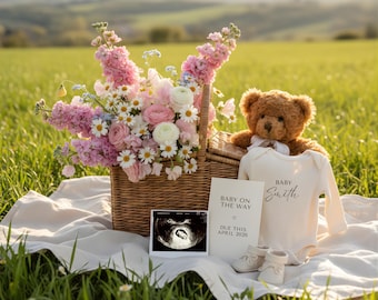 Floral Spring Pregnancy Announcement Spring Baby Reveal Simple Spring Announcement Mothers Day Pregnancy Flower Baby Reveal Social Media