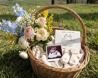 Spring Floral Pregnancy Announcement Digital Spring Baby Reveal Digital Template Social Media Baby Reveal Gender Neutral Modern Baby Reveal