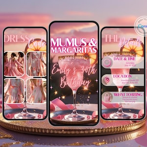 Pink Moo Moos and Margaritas Invitation Digital Ladies Night Invite Bachelorette Party Pajama Girls Night Invitation Moo Moos Glam Party