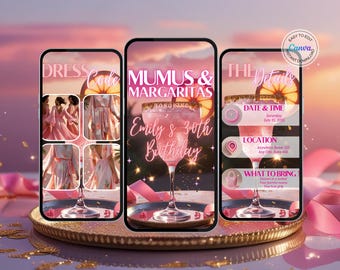 Pink Moo Moos and Margaritas Invitation Digital Ladies Night Invite Bachelorette Party Pajama Girls Night Invitation Moo Moos Glam Party