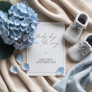 Baby Boy Pregnancy Announcement Minimalist Baby Boy Announcement Its A Boy Gender Reveal Little Brother News Social Media Reveal Editable