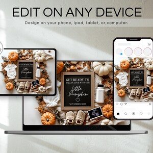 Fall Pregnancy Announcement Fall Baby Announcement Digital Autumn Baby Announce Neutral Instant Editable Social Media Gender Neutral image 7