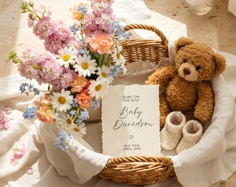 Simple Spring Pregnancy Announcement Flower Baby Reveal Neutral Baby Announcement Flower Baby Announcement Neutral Baby Social Media Reveal
