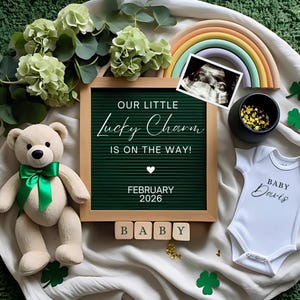 St Patricks Day Pregnancy Announcement Digital St Pattys Day Baby Announcement Little Lucky Charm Baby St Paddys Gender Neutral Baby Reveal