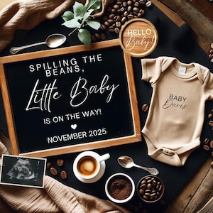 Coffee Pregnancy Announcement Digital Coffee Baby Announcement Spill The Beans Coffee Baby Brewing Gender Neutral Baby Reveal Social Media