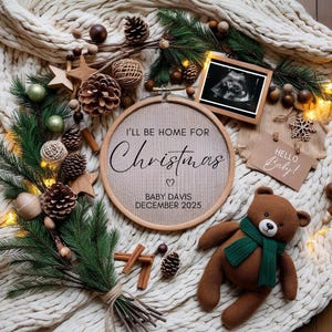 Weihnachten Schwangerschaft Ankündigung Digitale Weihnachten Baby Ankündigung Dezember Baby Reveal Urlaub Baby Social Media Vorlage Bearbeitbar
