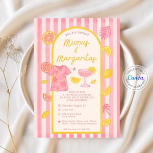 Mumu Margarita Invitation Digital Margarita and Moomoos Invite Ladies Night Bachelorette Party Pajama Girls Night Party Invitation Editable