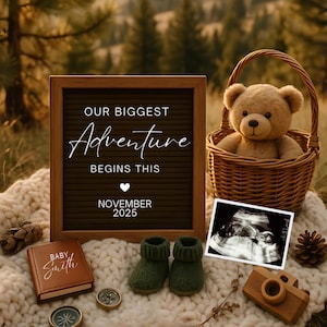 Adventure Pregnancy Announcement Digital Camping Baby Announcement Mountain Baby Reveal Hiking Baby Announcement Neutral Social Media Reveal