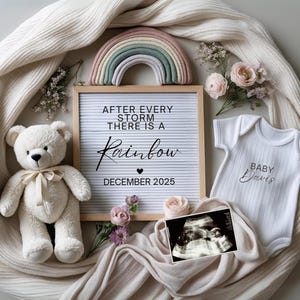 Boho Rainbow Baby Announcement Digital Rainbow Pregnancy Announcement IVF Pregnancy Gender Neutral Baby Announcement Social Media Reveal