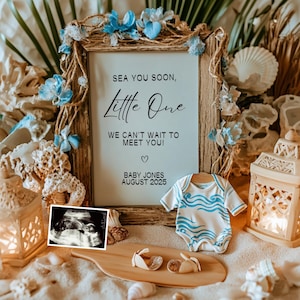 Beach Pregnancy Announcement Summer Pregnancy Announcement Gender Neutral Baby Announce Summer Baby Reveal Sun Announce Social Media Post