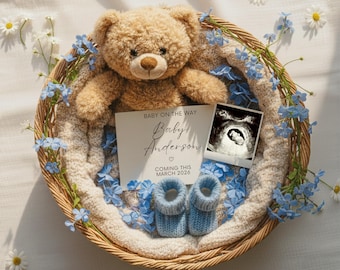 Simple Baby Boy Pregnancy Announcement Digital Boy Gender Reveal Announcement Its A Boy Reveal Little Brother Social Media Reveal Minimalist