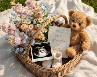 Spring Pregnancy Announcement Digital Spring Flower Baby Announcement Gender Neutral Baby Minimalist Spring Baby Reveal Social Media