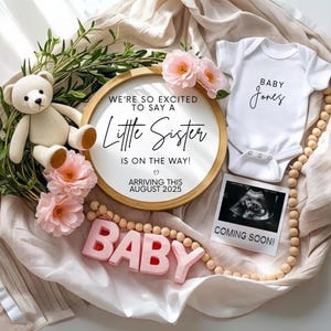 Its a Girl Pregnancy Announcement Baby Girl Announcement Little Sister Coming Boho Floral Baby Girl Gender Reveal For Social Media Editable