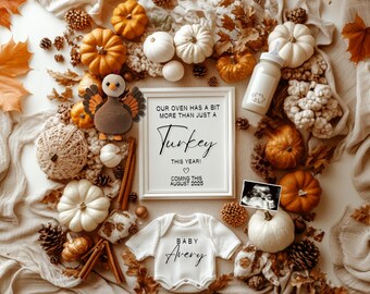 Thanksgiving Pregnancy Announcement Digital Fall Baby Announcement Thanksgiving Baby Social Media Gender Neutral Pregnancy Announcement