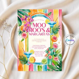 Mumu Margaritas Invitation Digital Ladies Night Invite Pajama Party Glam Bachelorette Invite Tropical Moo Moos Invitation Girls Night Party