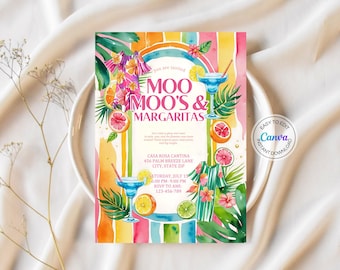 Mumu Margaritas Invitation Digital Ladies Night Invite Pajama Party Glam Bachelorette Invite Tropical Moo Moos Invitation Girls Night Party
