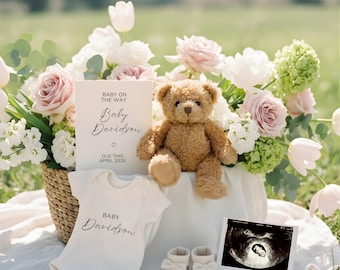 Mother's Day Pregnancy Announcement Digital Mothers Day Baby Reveal Announcement Spring Baby Reveal Flower Announcement Instant Download