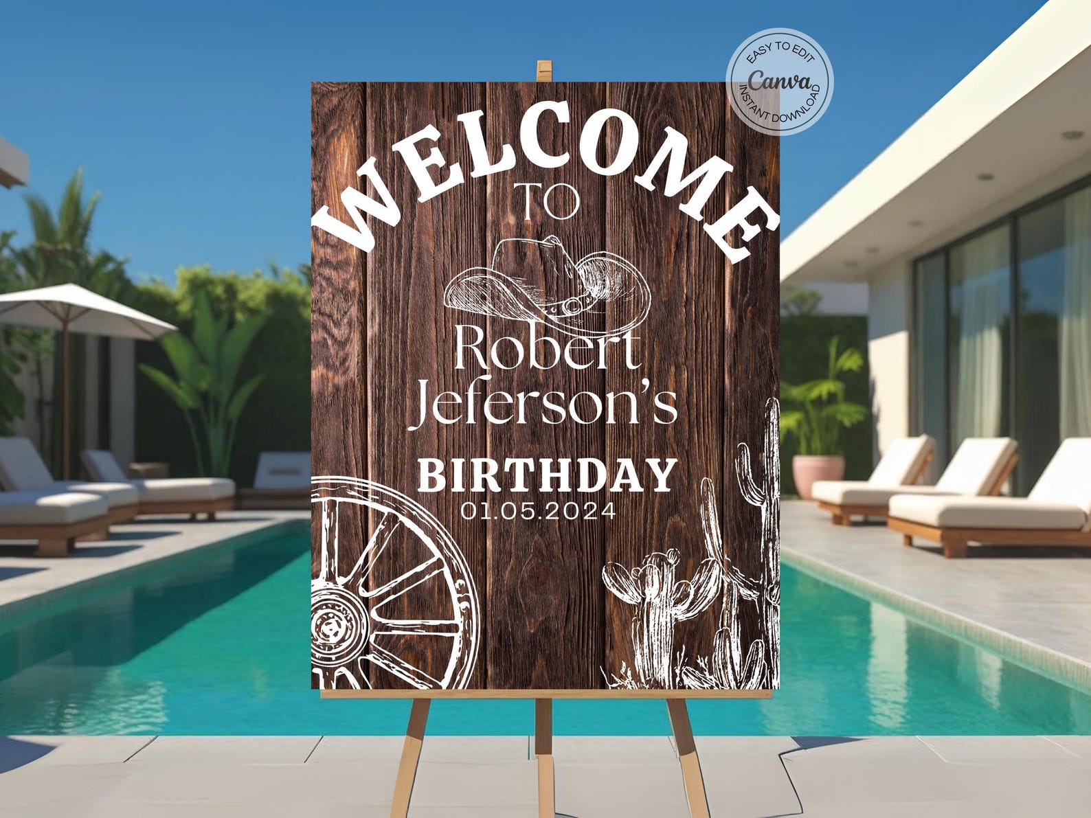 Editable Western Welcome Sign Country Birthday Party Rustic Wood ...