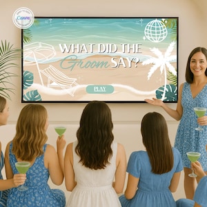 Beach Bachelorette Games What Did The Groom Say Coastal Bachelorette Quiz Groom Trivia Last Toast on Coast Bach Drinking Game Girls Night
