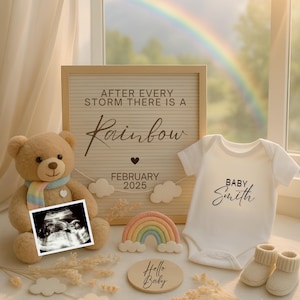 Rainbow Baby Pregnancy Announcement Digital IVF Baby Announcement Rainbow Pregnancy Reveal Minimalist Pregnancy Miracle Social Media Reveal