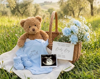Spring Baby Boy Announcement Digital Baby Boy Gender Reveal Minimalist Pregnancy Announcement Floral Baby Boy Pregnancy Reveal Social Media