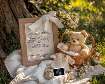 Neutral Pregnancy Announcement Floral Baby Announcement Digital Spring Announcement Social Media Template Pregnancy Gender Reveal Floral