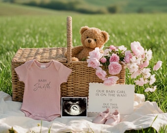 Spring Baby Girl Announcement Digital Baby Girl Reveal Minimalist Pregnancy Announcement Floral Baby Girl Pregnancy Reveal Social Media