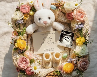 Easter Pregnancy Announcement Digital Spring Baby Reveal Announcement Easter Baby Reveal Spring Announcement Bunny Pregnancy Spring Baby