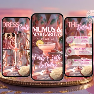 Glam Mumu & Margaritas Invitation Digital Girls Night Invite Bachelorette Party Pajama Ladies Night Invitation Moo Moos Pink Glam Party