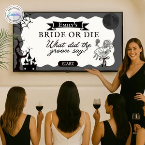 Bride or Die Bachelorette Games What did the Groom Say Hen Do Games Groom Trivia Drinking Game Halloween Bachelorette Quiz Ghost Bach Goth