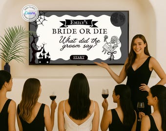 Bride or Die Bachelorette Games What did the Groom Say Hen Do Games Groom Trivia Drinking Game Halloween Bachelorette Quiz Ghost Bach Goth