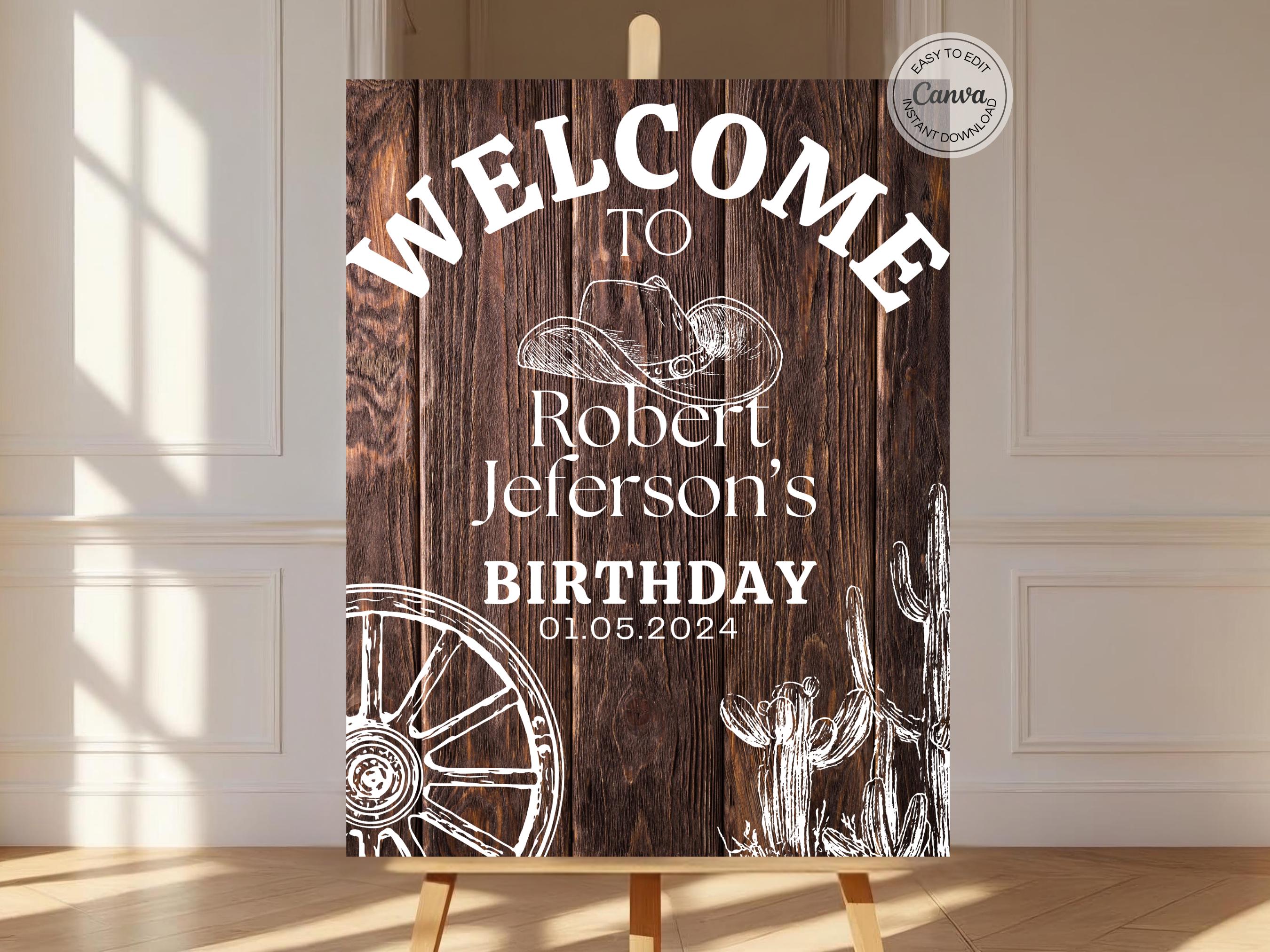 Editable Western Welcome Sign Country Birthday Party Rustic Wood ...