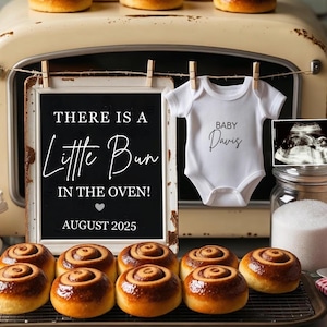 Bun in the Oven Pregnancy Announcement Digital Baking Pregnancy Announcement Sweet Treat Baby Reveal Gender Neutral Social Media Template