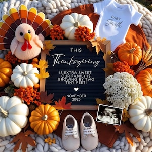 Thanksgiving Baby Announcement Digital Turkey Baby Announcement Thanksgiving Pregnancy Announcement Fall Baby Reveal Social Media Template