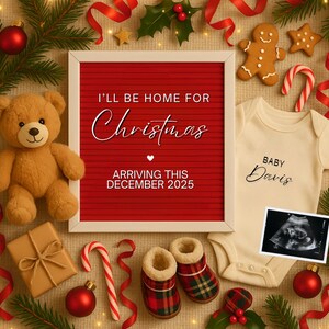 Digitale Weihnachten Schwangerschaftsankündigung Urlaub Babymitteilung Dezember Baby Reveal Bearbeitbar Geschlechtsneutral Baby Social Media Reveal