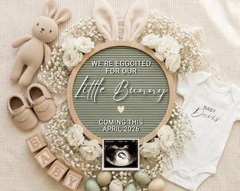 Easter Pregnancy Announcement Digital Easter Baby Reveal Spring Announcement Easter Bunny Announcement Floral Simple Pregnancy Social Media